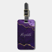 水モダンエレガント色の大理石の宝石紫金ゴールド ラゲッジタグ (正面縦)