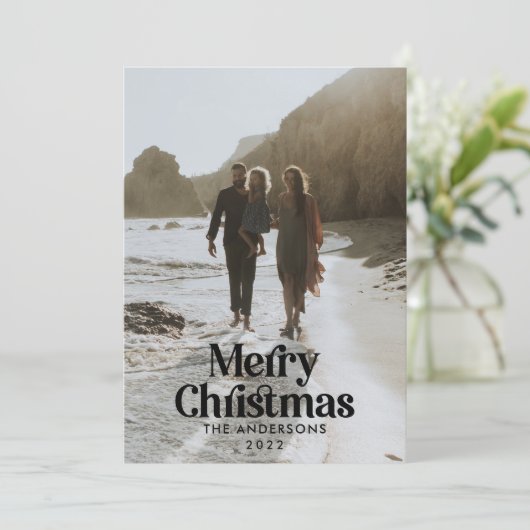 水モダンエレガント色の植物タイポグラフィホー シーズンカード (スタンド正面)