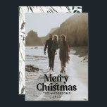 水モダンエレガント色の植物タイポグラフィホー シーズンカード<br><div class="desc">フルモダンブリード写真ラスエレガントト水色の乾燥した植物性フローラ消色の色クリスマスのカード。セージグリーン、ハンターグリーン、ブラック、ホワイト、ブラウンモダントレンドカラーウェイ。</div>