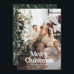 水モダンエレガント色の植物タイポグラフィホー シーズンカード<br><div class="desc">フルモダンブリード写真ラスエレガントト水色の乾燥した植物性フローラ消色の色クリスマスのカード。セージグリーン、ハンターグリーン、ブラック、ホワイト、ブラウンモダントレンドカラーウェイ。</div>