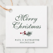 水モダンエレガント色の植物性クリスマス フェイバータグ (正面)