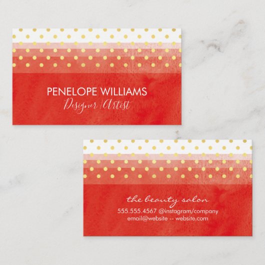 水モダンエレガント色の水玉模様 名刺 (正面/裏面)