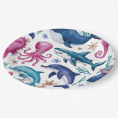 水モダンエレガント色の海の動物の赤ちゃんシャワー6 ペーパープレート (アングル)