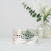 水モダンエレガント色の緑と金ゴールド 割引カード (スタンド正面)