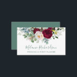 水モダンエレガント色の緑のバーガンディフローラ 名刺<br><div class="desc">水モダンエレガント色ブルゴーニュ・マルサラフローラグリーンリーの名刺には、牡丹、ユーカリ離れスの他の美しい緑が含まれる。</div>