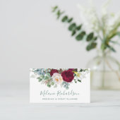 水モダンエレガント色の緑のバーガンディフローラ 名刺 (スタンド正面)