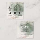 水モダンエレガント色の緑の気にキャンドル スクエア名刺 (正面/裏面)