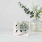 水モダンエレガント色の緑の気にキャンドル スクエア名刺 (スタンド正面)