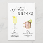 水モダンエレガント色の署名ドリンクの看板 (正面)