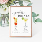 水モダンエレガント色の署名ドリンクの看板