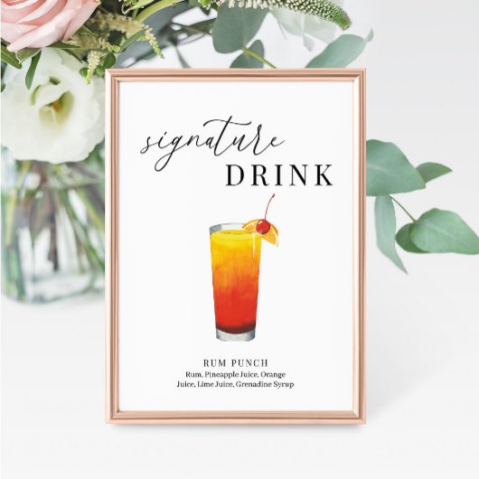 水モダンエレガント色の署名ドリンク記号