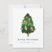 水モダンエレガント色クリスマスパイン シーズンカード (正面)