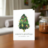 水モダンエレガント色クリスマスパイン シーズンカード