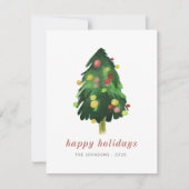 水モダンエレガント色クリスマスパイン シーズンカード (正面)