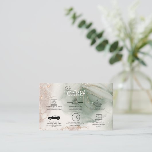 水モダンエレガント色グリーンと金ゴールドケーキ気に 名刺 (スタンド正面)