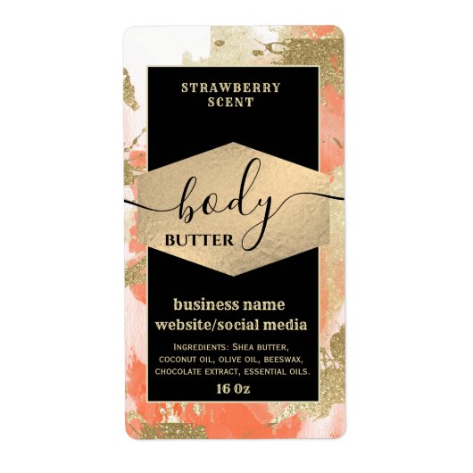 水モダンエレガント色スクリプト体バター表示 ラベル (正面)