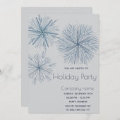 水モダンエレガント色スノーフレークホリデーパーティー 招待状 (正面/裏面)