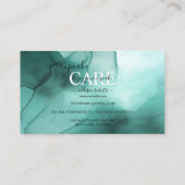 水モダンエレガント色ティール（緑がかった色）カップケーキブ気にシン 名刺 (裏面)