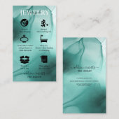 水モダンエレガント色ティール（緑がかった色）ジュエリー気にブシン 名刺 (正面/裏面)