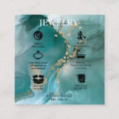 水モダンエレガント色ティール(緑がかった色)ジュエリー気に スクエア名刺 (正面)