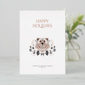 水モダンエレガント色ハッピーホリデーズノンフォト 箔シーズンカード (立ち正面)