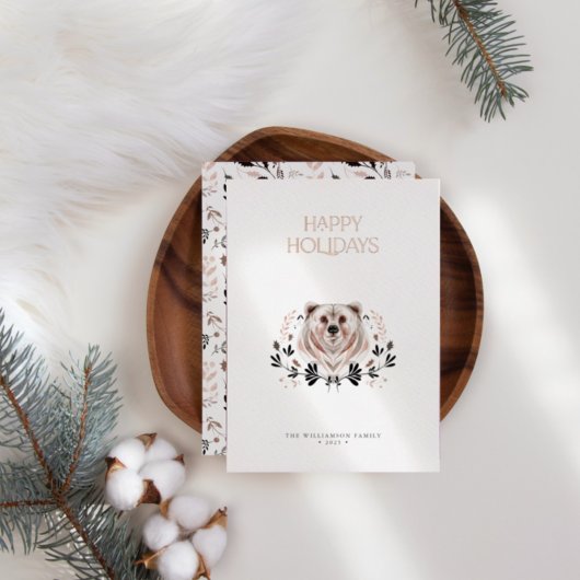 水モダンエレガント色ハッピーホリデーズノンフォト 箔シーズンカード