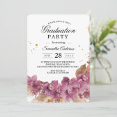 水モダンエレガント色ピンクオーキッド&パンパ 招待状 (スタンド正面)
