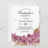 水モダンエレガント色ピンクオーキッド&パンパ 招待状 (正面)