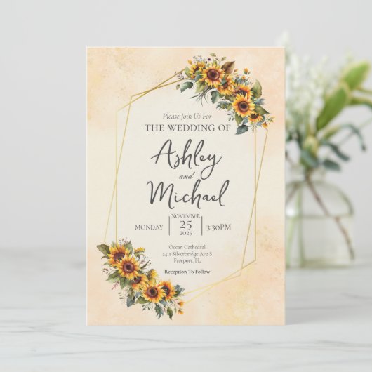 水モダンエレガント色フローラひま結婚わ 招待状 (スタンド正面)