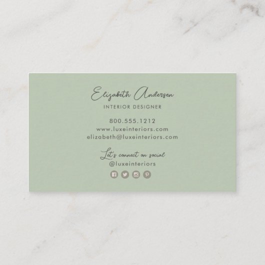 水モダンエレガント色フローラインテリア設計者 名刺 (裏面)