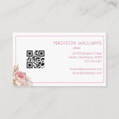 水モダンエレガント色フローラフローリストQRコード 名刺 (裏面)