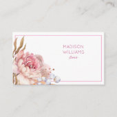 水モダンエレガント色フローラフローリストQRコード 名刺 (正面)