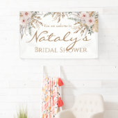 水モダンエレガント色フローラブライダルシャワー 横断幕 (インサイチュ)