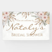 水モダンエレガント色フローラブライダルシャワー 横断幕 (横)