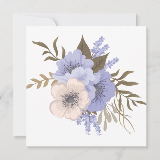 水モダンエレガント色フローラブライダルシャワーInv 招待状 (裏面)