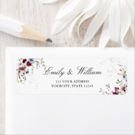 水モダンエレガント色フローラ差出人住所 ラベル