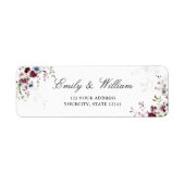 水モダンエレガント色フローラ差出人住所 ラベル (正面)