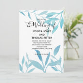 水モダンエレガント色フローラ青 招待状 (スタンド正面)