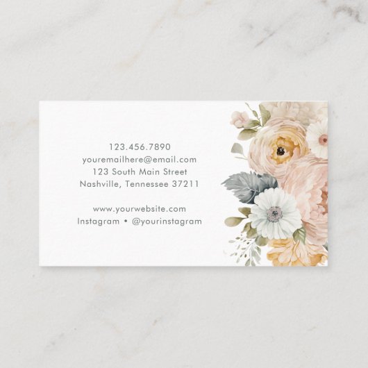 水モダンエレガント色フローラ 名刺 (裏面)