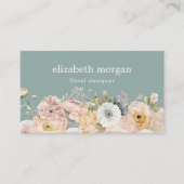 水モダンエレガント色フローラ 名刺 (正面)