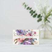 水モダンエレガント色フローラ 名刺 (スタンド正面)