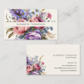 水モダンエレガント色フローラ 名刺 (正面/裏面)