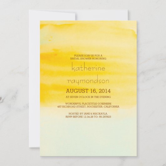 水モダンエレガント色ブライダルシャワー招待状 招待状 (正面)