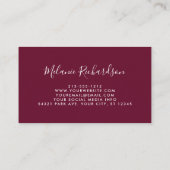 水モダンエレガント色ブルゴーニュ青フローラ 名刺 (裏面)