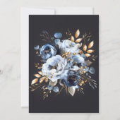 水モダンエレガント色ブルーと金ゴールド結婚ズ セーブザデート (裏面)