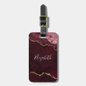 水モダンエレガント色マーブルゲートバラ金ゴールド ラゲッジタグ (正面縦)