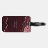水モダンエレガント色マーブルゲートバラ金ゴールド ラゲッジタグ (裏面横)