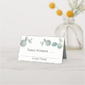 水モダンエレガント色ユーカリ緑 プレイスカード (正面)