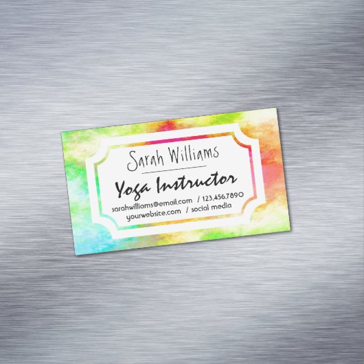 水モダンエレガント色ヨガインストラクター マグネット名刺 (インサイチュ)