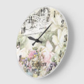 水モダンエレガント色ヴィンテージ花 ラージ壁時計 (傾斜)